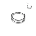 Edelstahl Doppelreifen Nasenring Segment Klicker Piercing Schmuck Silber Ohrring Klicker - Silber