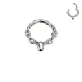 Edelstahl Ketten Nasenring mit Herz Anhänger, trendy Piercing Schmuck für Körper und Ohren. - 1.2*8mm / Silber