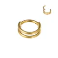 Goldene 316 Edelstahl Doppel Reif Clicker Ring Septum Nasenring und Knorpel Ohrring Piercing. - Gold