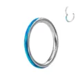 Blauer Opal Segmentring, Knorpel Piercing und Nasenring in glänzender Metallausführung. - Blauer Opal