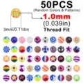 50stueck acryl koerper piercing kugel ersatz set zufall farbe muster 3mm 1.0mm gewinde - Gewinde 1.0mm-Kugel 3mm / 50 Stück/Packung (Kugel 1.0*3mm)