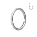 Edelstahl Opal Segmentring Clicker Nasenring Helix Knorpel Piercing Schmuck Silber. - Weißer Opal