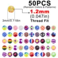 Acryl Piercing Kugeln Ersatz Set 50 Stueck bunte Muster 1.2mm Gewinde passend 3mm Kugeln - Gewinde 1.2mm-Kugel 3mm / 50 Stück/Packung (Kugel 1.2*3mm)