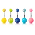 Bunte gesprenkelte Bauchnabel Piercing Ringe Edelstahl gebogene Stange Körperschmuck - 5 Stück / Blattgold