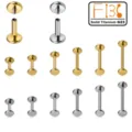 Titan F136 Labret Stecker G23 Innengewinde Piercing Schmuck Flache Rueckseite Ohr Knorpel - 5mm / Stahlfarben