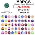 50 Stk Acryl Piercing Kugeln Ersatz 4mm Durchmesser 1.2mm Gewinde bunte Mischung - Gewinde 1.2mm-Kugel 4mm / 50 Stück/Packung (Kugel 1.2*4mm)
