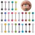 Edelstahl Zungenpiercing Schmuck mit Stern und Fußball Muster für Körperkörnung 14G - 25er-Mixpackung