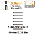 F136 Titan Piercingstab, 1.2mm Starke, 10mm Lange, 0.9mm Gewinde passender Stab. - Einzelstück (C-TI0108) / 10mm