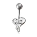 Stilvoller Herz Bauchnabelring Piercing Schmuck mit klarem Kristall und Gravur. - Reguläre Größe / Herz Strass Gravurstil (5#)