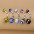 Bunte gefleckte Acryl Bauchnabelpiercing Edelstahl gebogene Hantel Körperschmuck Varianten. - 5 Stück / Metallsprenkel