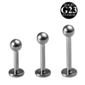 G23 Titan Labret Stecker Lippenpiercing Flache Ruckseite Ohrringe Set Mehrere Groesse - Außengewinde Kugel Flachrücken / 1.2x6x3 / Silber