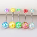 Modisches buntes Acryl Spritzer Bauchnabel Piercing mit rostfreiem Edelstahl Stab für Damen. - Helle Gepunktete Farbe