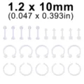 Transparente Acryl Piercingset 1.2x10mm verschiedene Stile für den Alltag geeignet - 20er Set / Innendurchmesser 10mm
