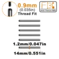 G23 Titan Industrial Piercing Bar, 1,2mm Durchmesser, 14mm Länge, 0,9mm Gewinde. - Einzelstück (C-TI0108) / 14mm