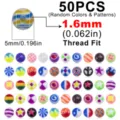 50 Stk bunte Acryl Piercing Kugeln Ersatzmischung Muster 1.6mm Gewinde 5mm Durchmesser - 50 Stück/Packung (Kugel 1.6*5mm)
