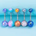 Buntes gesprenkeltes Acryl Bauchpiercing Edelstahl Nabelring Modischer Körperschmuck - Dunkle Gepunktete Farbe
