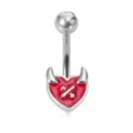 Roter Emaillierter Teufel Herz Bauchnabelring Piercing Körperschmuck Edelstahl Variante - Reguläre Größe / Silber Teufel Roter Herzstil (8#)