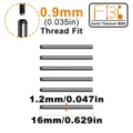 Titan G23 Industrielle Hantel Piercing Schmuck Stab 1.2mm 16mm Gewinde Ohr Piercing Stange. - Einzelstück (C-TI0108) / 16mm
