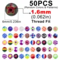 50 Stk Acryl Piercing Kugeln Set Bunte Muster 6mm Zungenring Bauchnabelring Lippenstift - 50 Stück/Packung (Kugel 1.6*6mm)