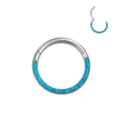 Edelstahl blau Opal Scharnier Segment Ring für Nase, Knorpel und Körper Piercing Schmuck. - 1.2mmx9mm / Blau
