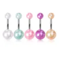 Fünf farbige Perlen Bauchnabelpiercings mit stabilen Edelstahlstäben für Körperschmuck. - 5 Stück / Perle