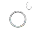 Edeltstahl synthetischer Opal Septum Clicker Ring Nasenring Knorpel Piercing Schmuck. - 1.2mmx9mm / Weiß