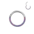 Edelstahl Lila Opal Klappsegmentring Knorpel Septum Clicker Piercing Schmuck Artikel - 1.2mmx9mm / Lila