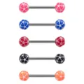 Edelstahl Fussball Zungenpiercing Barbell 14G Koerperschmuck Set in fuenf Farben. - Fußball 1 (5 Stk.)