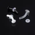 Glas Piercing Schmuck Gebogene Retainer Stecker Schwarz Klar Weiss Varianten Wahl - Transparent / 1.2mm Gebogener Stab