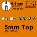 Titan G23 Piercing Schmuck Top 0.9mm Gewinde 5mm Stein Flachkugel Spike Labret Stecker. - 5mm Ersatzoberteil