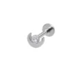 Edelstahl Mond Labret Stecker Piercing Körperschmuck mit klarem Zirkonia Stein verziert. - Sonnen- und Mondform / Silber
