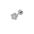 Edelstahl Blume Labret Stud Piercing Schmuck mit klarem Zirkonia Knorpel Ohrring Design. - Blumenform / Silber
