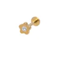 Edelstahl Blume Labret Piercing glänzender Kristall Knorpel Ohrring Körperschmuck - Blumenform / Gold