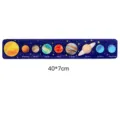 Jouet éducatif de puzzle de système solaire en bois Montessori modèle planétaire 40x7cm - Petite base bleue (Soleil jaune)