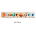Plateau puzzle système solaire en bois Montessori planétarium jouet éducatif 40x7cm - Petit bois naturel (Soleil rouge)