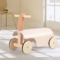Draisienne bebe en bois trotteur enfant de 2 a 3 ans, design rose et bois naturel. - Rose