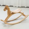 Wooden rocking horse for toddlers, safe solid wood curved toy for kids indoor play gift. - Solid Wood Children's Rocking Horse (Natural)