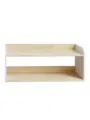 Wooden desktop organizer 2-tier shelf white side panels wood grain finish simple storage rack - Small Rack / S