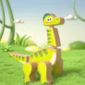 Jouet de Bloc de Construction Dinosaure 3D Magnetique en Bois Enfant Variante Modele - Brachiosaure / Vert