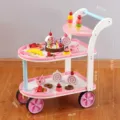 Chariot à gâteaux en bois pour enfants, jouet de cuisine imitation dessert avec crème glacée. - Chariot à gâteaux rose - Pan