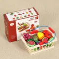 Ensemble de jouets de coupe de fruits en bois avec panier, jouet educatif 16pcs. - Ensemble de 16 Pièces de Fruits