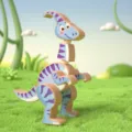 Jouet de bloc de construction dinosaure 3D magnétique en bois, variante violet bleu - Dragon à Crête / Bleu