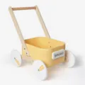 Andador de madera juguete con carrito amarillo y ruedas, carrito de empuje infantil variante - Amarillo