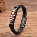 Tibetan style dzi bead leather bracelet with braided rope and black stainless steel magnetic clasp. - 19cm / Style 3