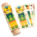 Jouet en bois de puzzle de bloc rotatif avec cartes de correspondance d'animaux. - Bloc de Puzzle Rotatif d'Habillage / Coloré