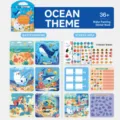 Kids Magic Water Book Ocean Theme Toddler Coloring Toy with Stickers and Drawing Fun - Ocean Theme