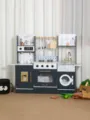 Cuisine jouet en bois pour enfants avec cuisinière, évier et accessoires de cuisine amusants. - Bleu foncé