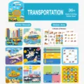 Kids magic water drawing book and sticker set early educational toy transportation theme - Traffic Style