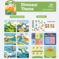 Kids Magic Water Drawing Book Dinosaur Theme Reusable Coloring Book with Stickers and Puzzles - Dinosaur Style