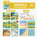 Kids magic water drawing book animal cognition early education painting toy stickers set - Animal Style